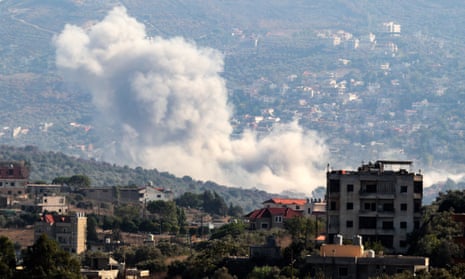 Smoke billows from the site of an Israeli strike that targeted the southern Lebanese village of Kfar Kila on 21 August. Israel launched fresh strikes on Hezbollah targets in the early hours of Thursday morning. 