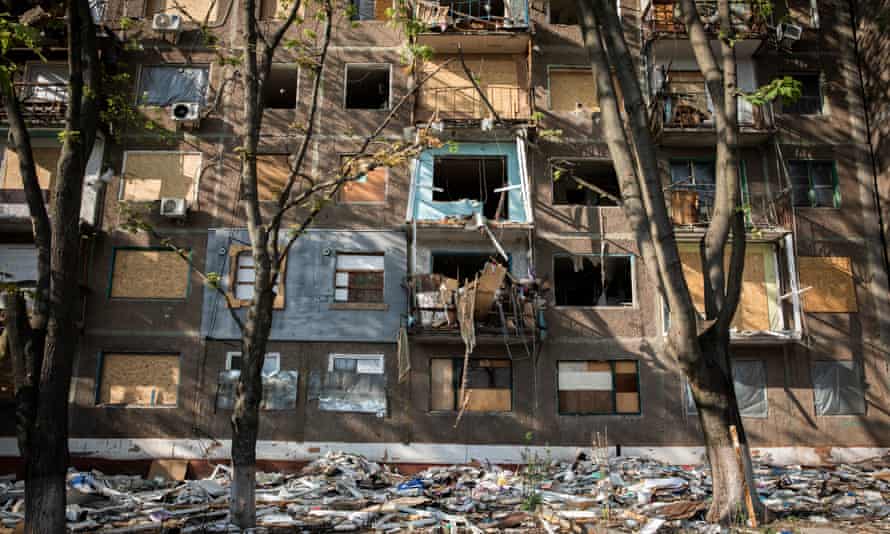 Damaged buildings.