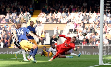 Miguel Almiron scores the fourth goal for Newcastle.