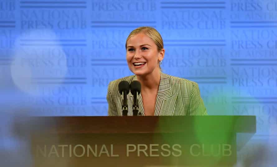 2021 Australian of the Year Grace Tame addresses the National Press Club.