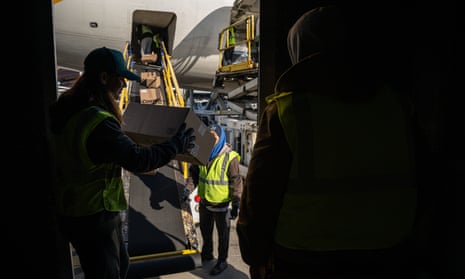 Workers at UPS Worldport on 3 January 2022 in Louisville, Kentucky. 