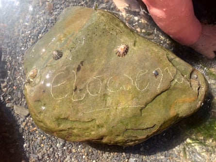 William’s daugher’s name scratched onto a rock at Marsland Mouth.