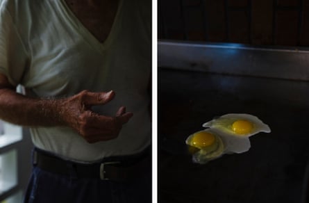 Left: Jerry Moffit in Webster county, West Virginia. Right: Eggs, Diana, West Virginia.