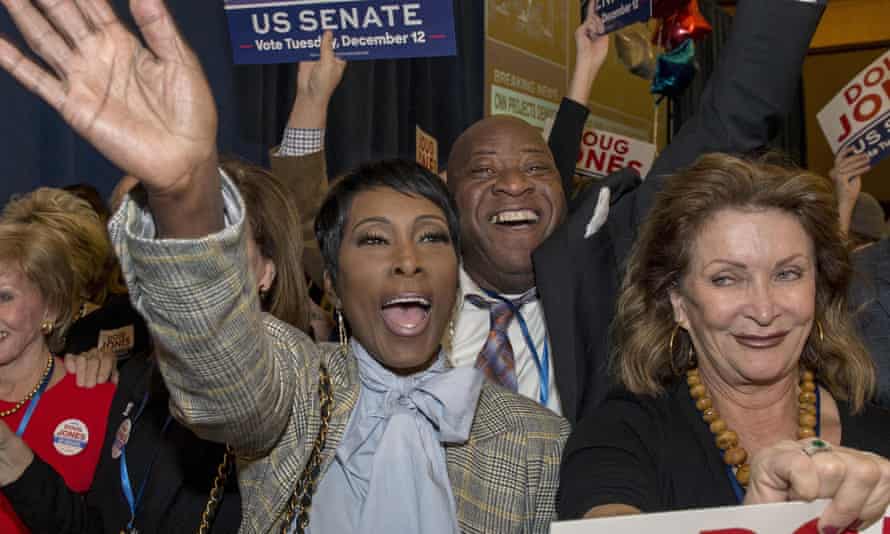 Jones supporters celebrate his victory on Tuesday.