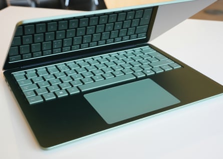The keyboard and trackpad of the Microsoft Surface Laptop 8