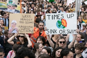 Thousands of people pack the Domain in Sydney for the climate strike.