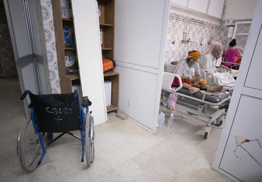 Covid-19 patients in the intensive-care unit of Ibn Jarrah hospital in Kairouan, Tunisia.