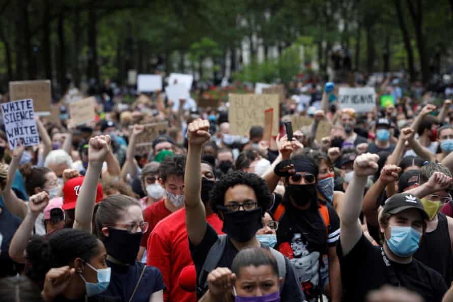 Protestors at a Black Lives Matter demonstration in Brooklyn, New York.