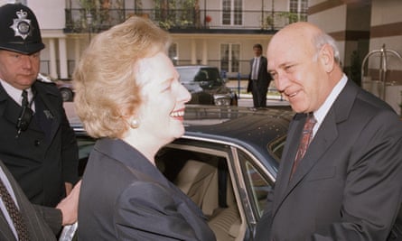 FW de Klerk and Margaret Thatcher in London in 1991.