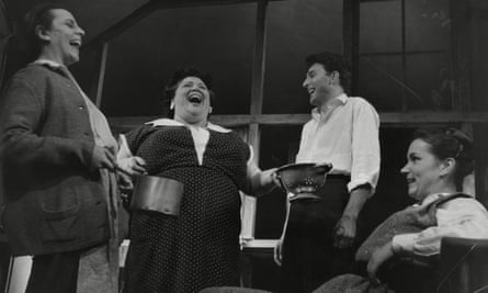 I’m Talking About Jerusalem by Arnold Wesker, 1960, with, left to right, Cherry Morris as Cissie, Jessie Robbins as Esther, Mark Eden as Dave and Ruth Meyers as Ada.