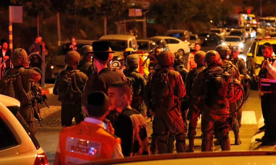 Israeli police and medics attend scene