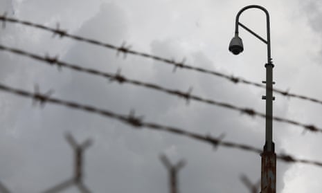 Barbed wire at a detention centre