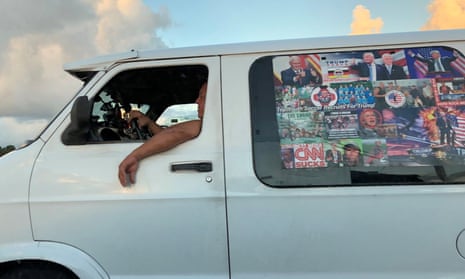 Cesar Sayoc’s van is seen in Boca Raton, Florida, U.S., October 18, 2018 in this picture obtained from social media.