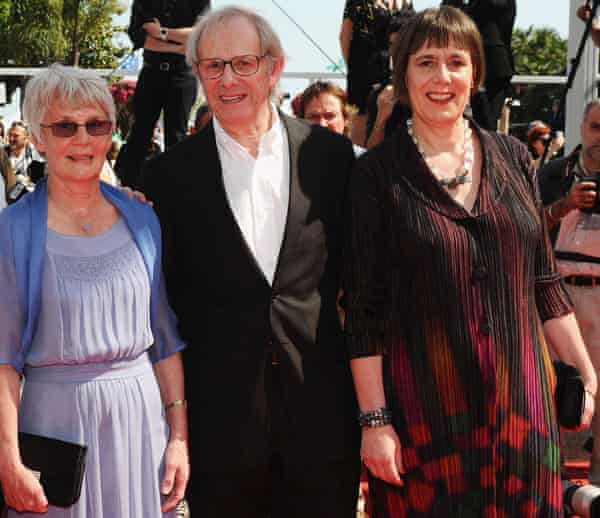 Film director Ken Loach with wife Lesley Ashton (on left) and producer Rebecca O’Brien at the 2010 Cannes film festival