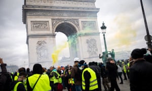 Gilets jaunes protesters on the Champs Élysées on 16 March