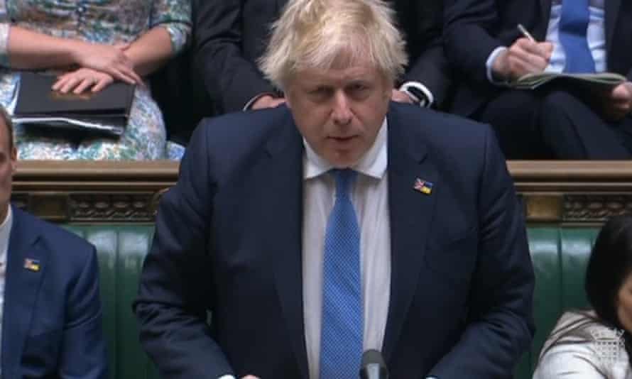 Boris Johnson in the House of Commons making a statement to MPs following the announcement that he is among the 50-plus people fined so far as part of the Metropolitan Police probe into Covid breaches in Government.