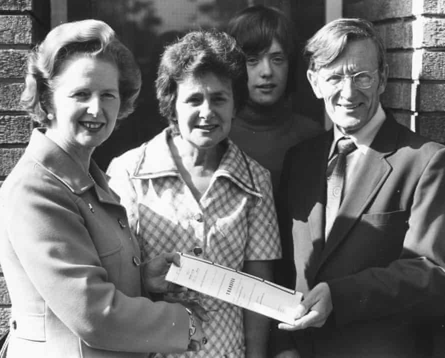 From Thatcher to Johnson: how right to buy has fuelled a 40-year housing crisis | Housing 3 Margaret Thatcher, as leader of the opposition in 1978, handing the deeds of a council house over to its new owners in Balham, south London.