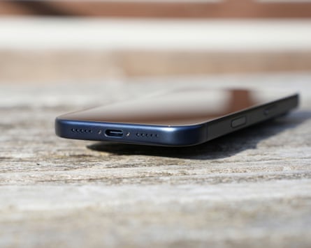 The USB-C port of the iPhone 17 Pro.