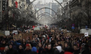 Thousands in a climate change protest in Brussels