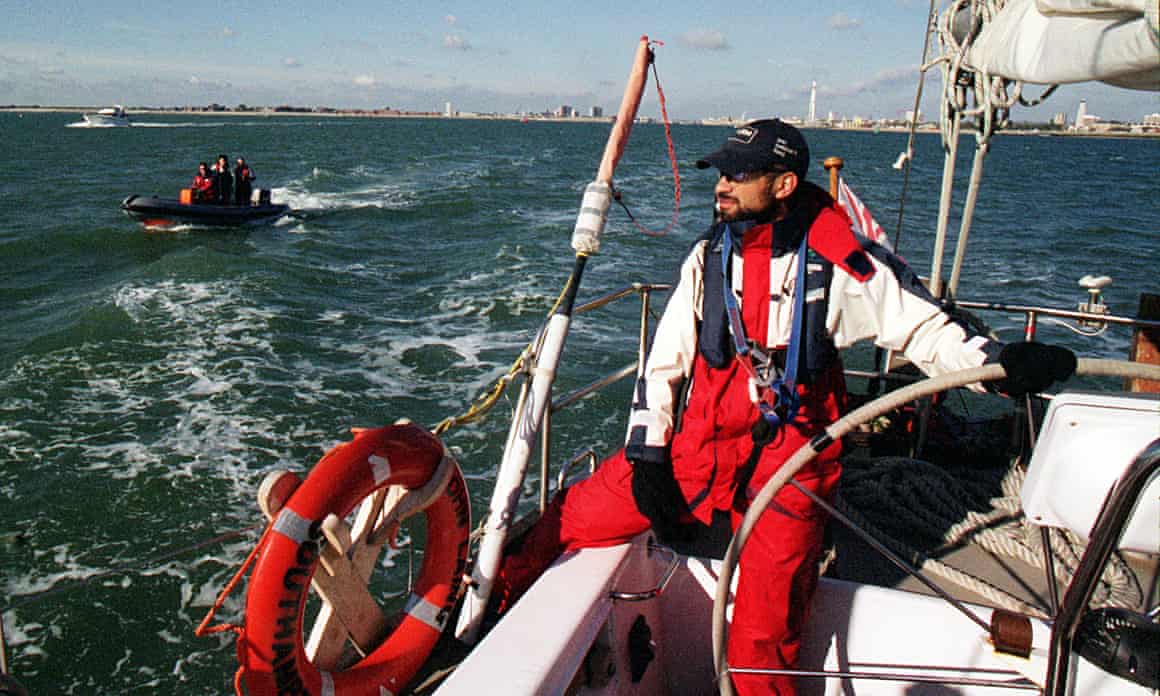 Adam Hollioake sits on a 72ft steel ketch sailing from Portsmouth to Dieppe in November 2003.