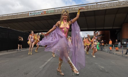 Patsy Hayward of the London School of Samba attends Notting Hill carnival.