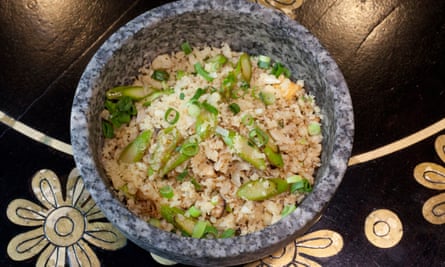 cauliflower and asparagus rice.