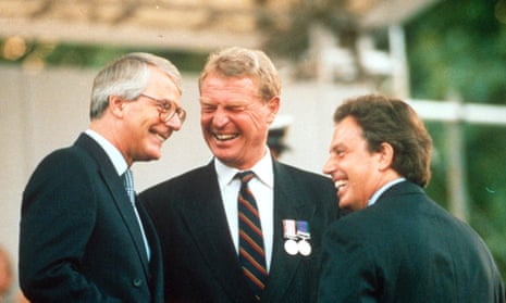 John Major (then prime minister), Paddy Ashdown and Tony Blair (Labour leader) at the VE-Day celebrations in London, 1995. 