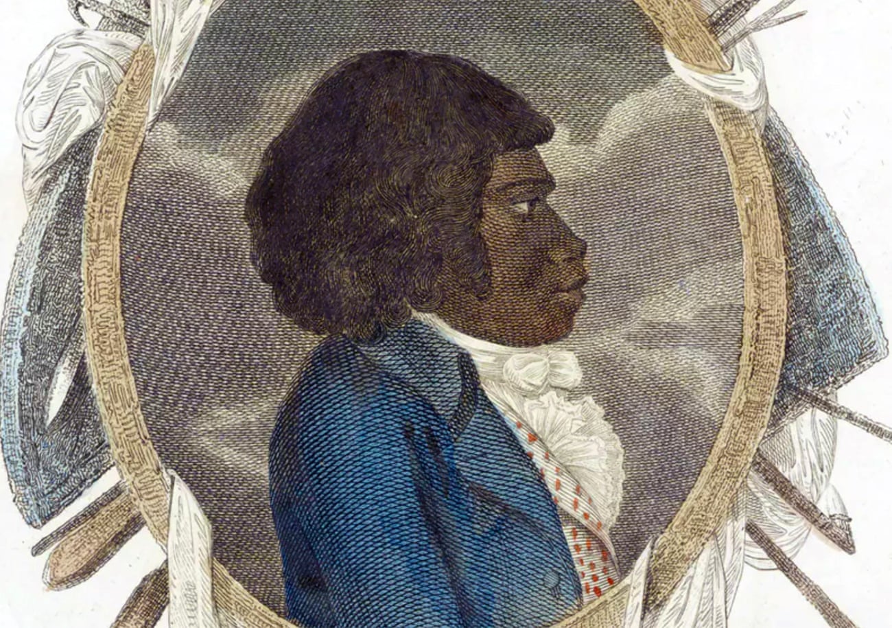 An illustration of Bennelong in European clothes