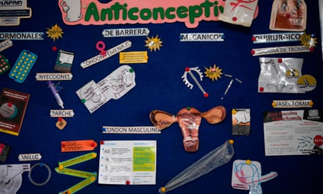 A board explaining contraceptive methods, Caracas, Venezuela