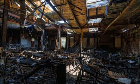 Inside the Adass Israel synagogue after the arson attack.