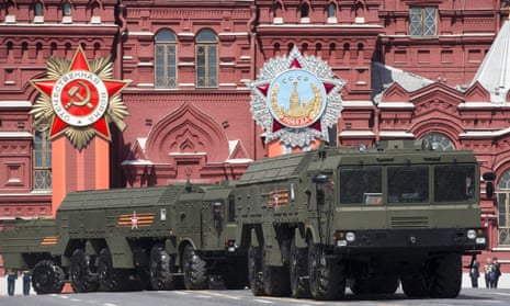 Iskander missile launchers are driven through Red Square in Moscow during the Victory parade in October.