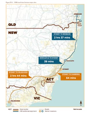 Travel times anticipated in the federal government’s 2011 report on high-speed rail.