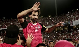 Mohamed Salah celebrates after Egypt’s win against Congo in October 2017.