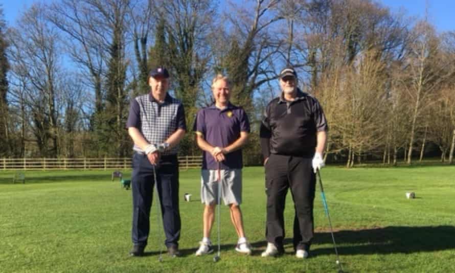 Darren Pigford (centre), with his friends at Blankney golf club in Lincoln.