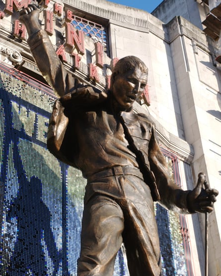 A statue of Freddie Mercury outside the Dominion Theatre, Tottenham Court Road, London