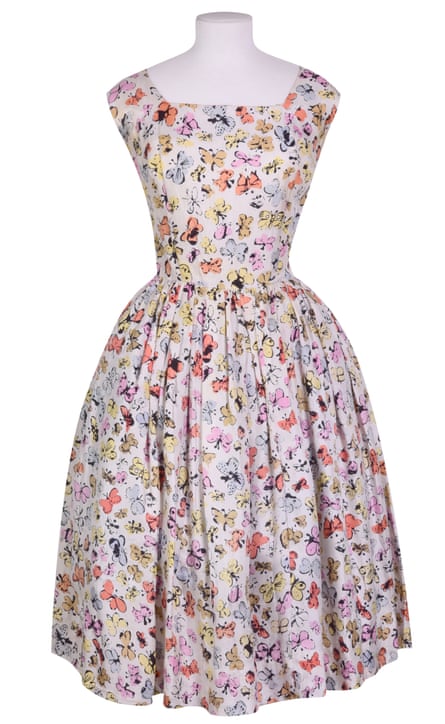 Happy Butterfly Day textile, c1955. The dress was made by The Needlecraft [a luxury women’s fashion retailer].