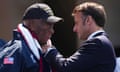French President Emmanuel Macron awards US WW II veteran Calvin Shiner during a commemorative ceremony to mark D-Day 80th anniversary, Thursday, June 6, 2024 at the US cemetery in Colleville-sur-Mer, Normandy. Normandy is hosting various events to officially commemorate the 80th anniversary of the D-Day landings that took place on June 6, 1944. (AP Photo/Daniel Cole, Pool)