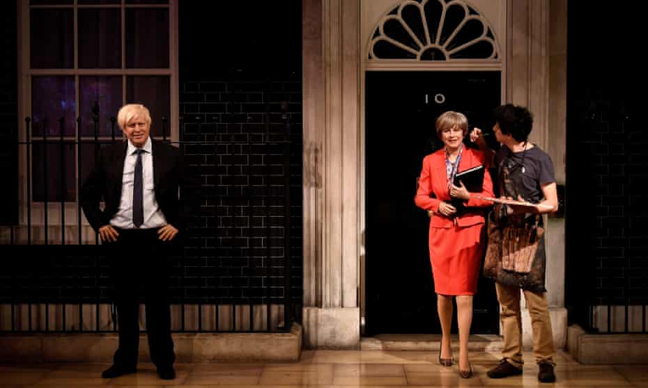 Wax figures of Theresa May and Boris Johnson