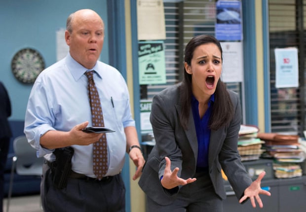 Dirk Blocker and Melissa Fumero in Brooklyn Nine-Nine.