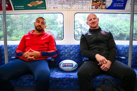 Elliot Minchella and Liam Farrell make their way to Wembley on the Tube.