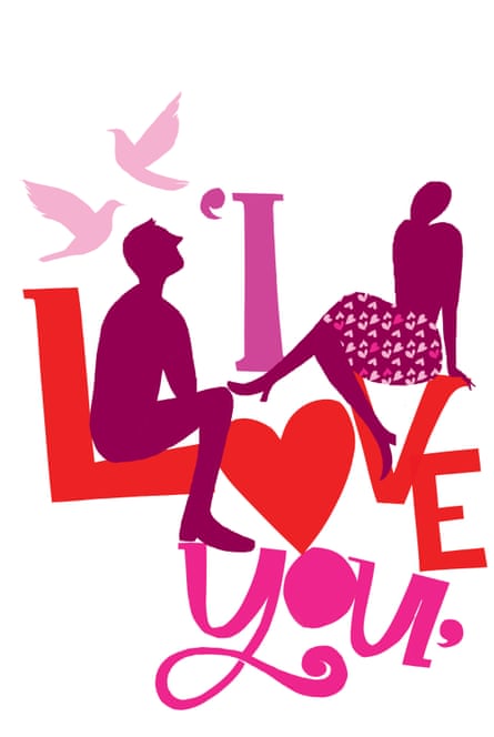Illustration featuring the words 'I love you'