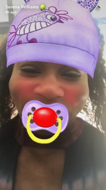 Serena Williams, proving that Snapchat is simple enough for a baby to use.
