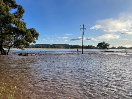 Flood waters covering a farm in Eugowra