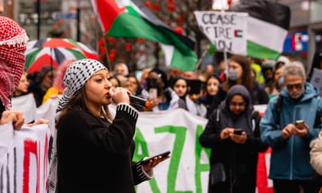 Masa Khawaja, 26, demonstrating in Manchester on 3 February.