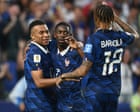 France v Iraq: match resumes after two-hour storm delay at World Cup 2026 – live