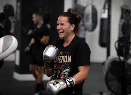 Professional boxer Chantelle Cameron, pictured during training at a gym in Walkden