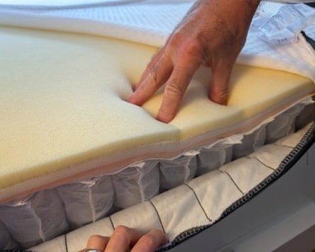 Unzipped, the Emma Hybrid Premium Mattress’ foam layers and springs.