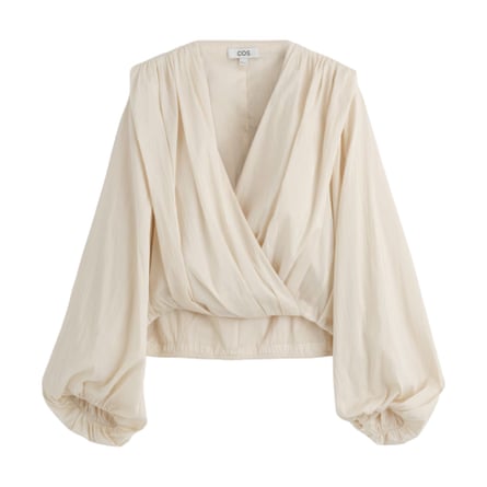 Cos gathered wrap-over organza blouse