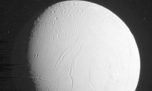 This image shows Saturn’s moon Enceladus as the Cassini spacecraft made a close flyby of the icy moon.