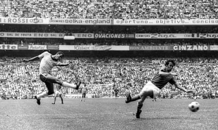 Carlos Alberto scores Brazil’s fourth goal in their win over Italy in the 1970 World Cup final.